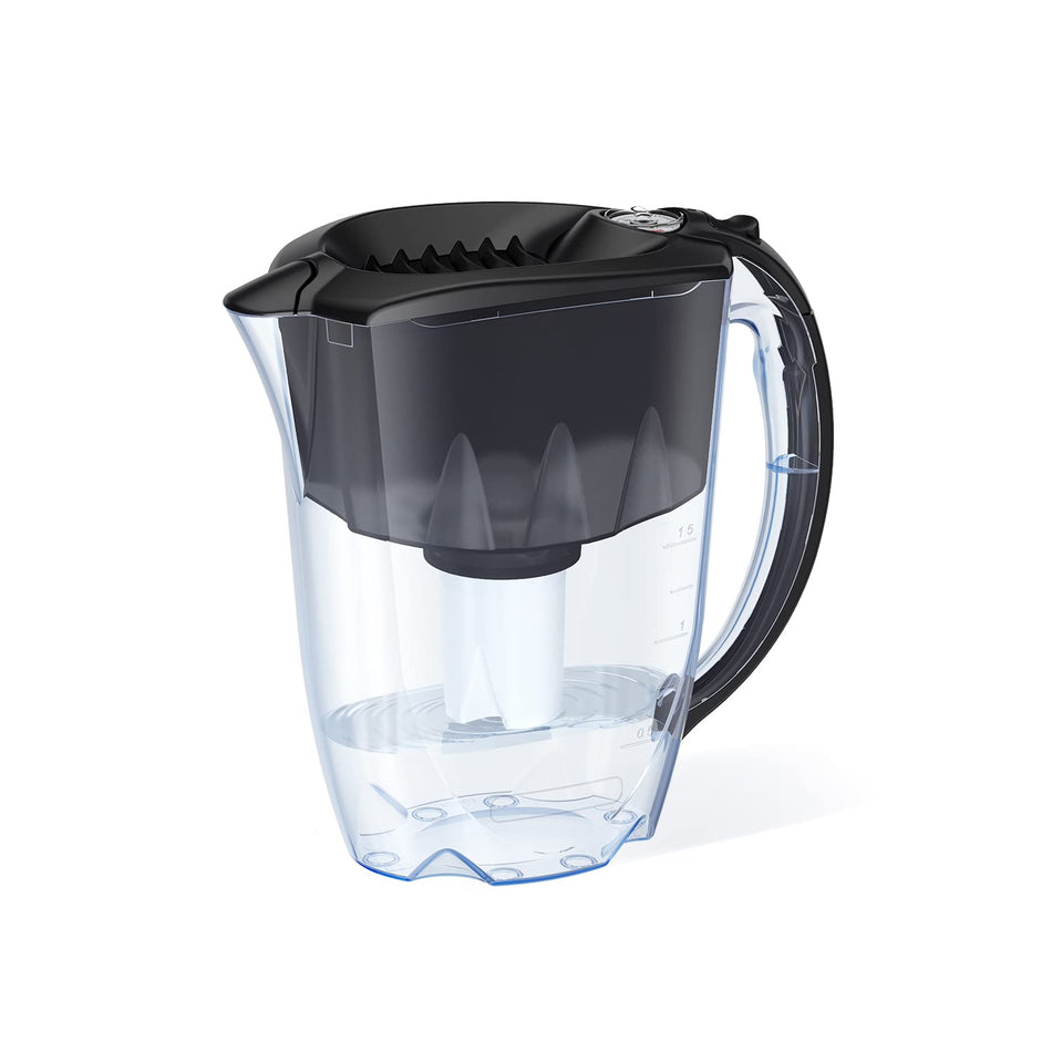 Purecartly 7-Cup Water Filtration Pitcher - Black, Includes 1 x B15 Filter