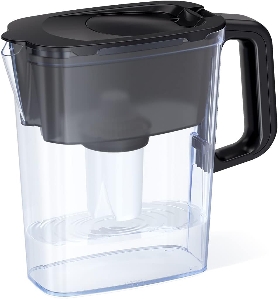 Purecartly 5-Cup Water Filtration Pitcher - Black, Includes 1 x B15 Filter